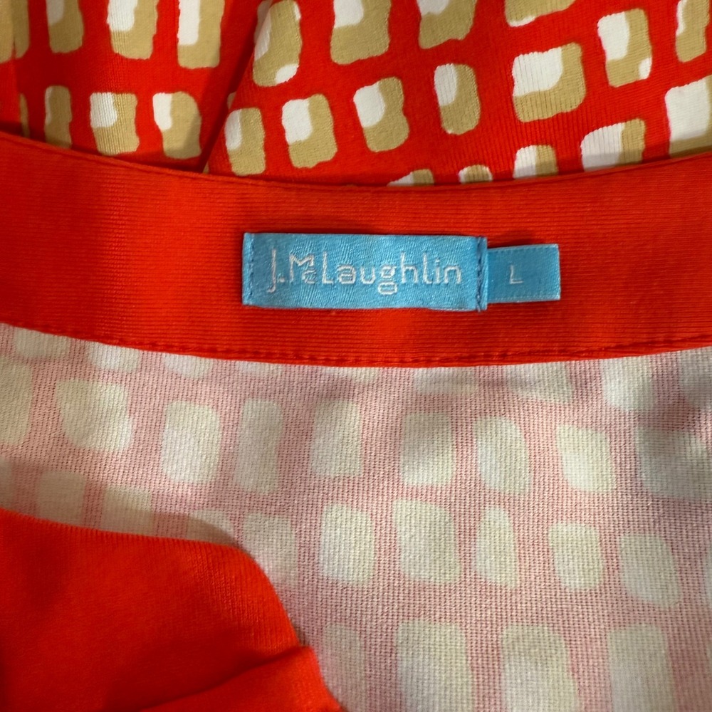 J McLaughlin Boca Tunic Top Womens Large Orange Geometric Catalina Cloth - Picture 5 of 8